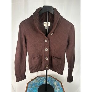 Polo Jeans Ralph Lauren Brown Shawl Collar Button Cardigan Sweater Size S